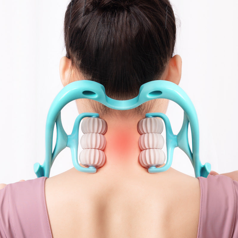 Six-Wheel Manual Neck & Shoulder Massager – Deep Tissue Roller for Pain Relief & Muscle Relaxation
