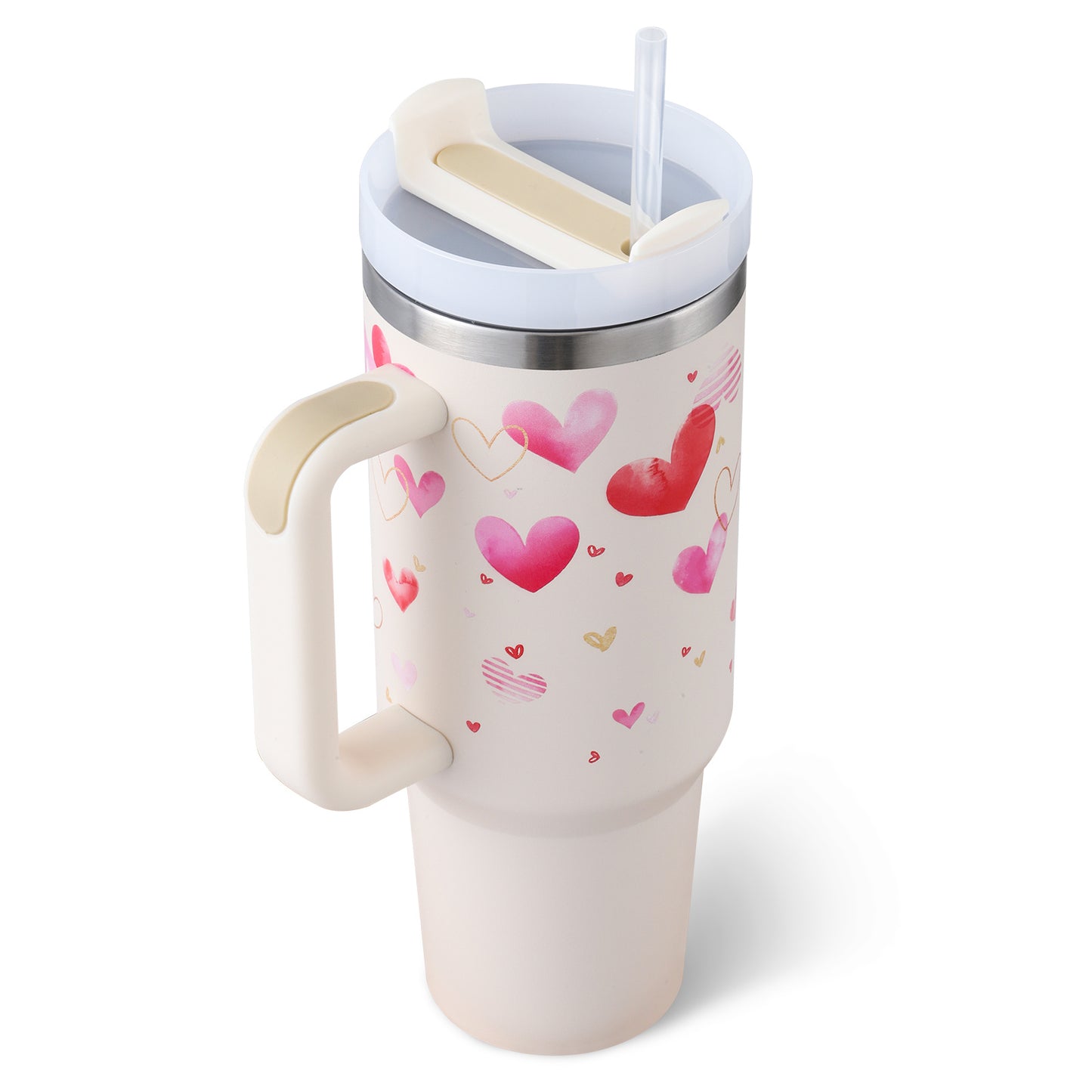 40oz Stainless Steel Insulated Tumbler with Handle & Straw