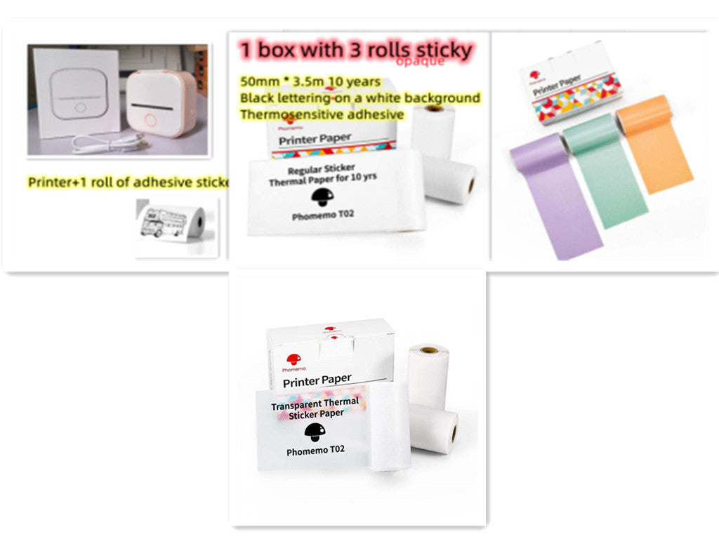 Portable Mini Thermal Label & Photo Printer - USB Rechargeable Pocket Printer for Students & Small Business