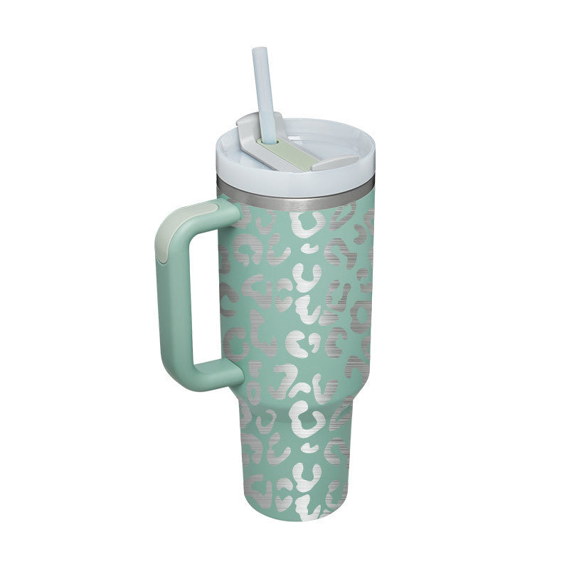 40oz Stainless Steel Insulated Tumbler with Handle & Straw