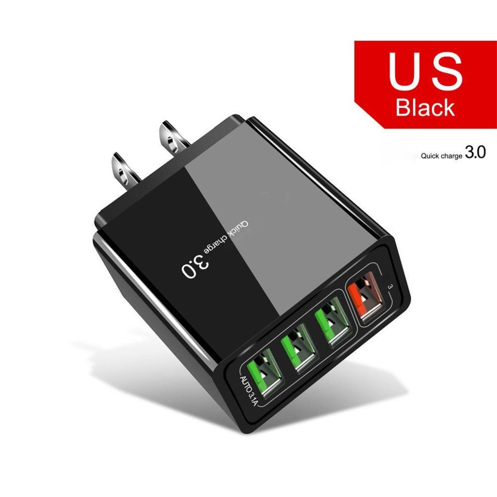 Illuminated 4-USB Phone Charger Plug - 3A Fast Charging Multiport Adapter