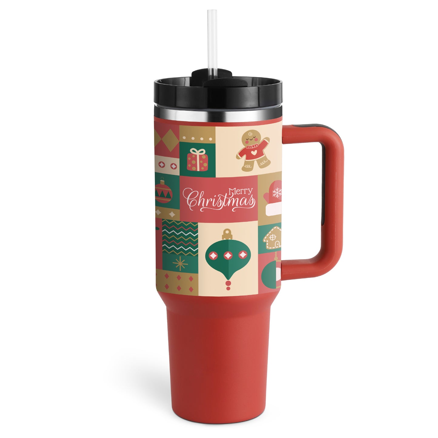 40oz Stainless Steel Insulated Tumbler with Handle & Straw