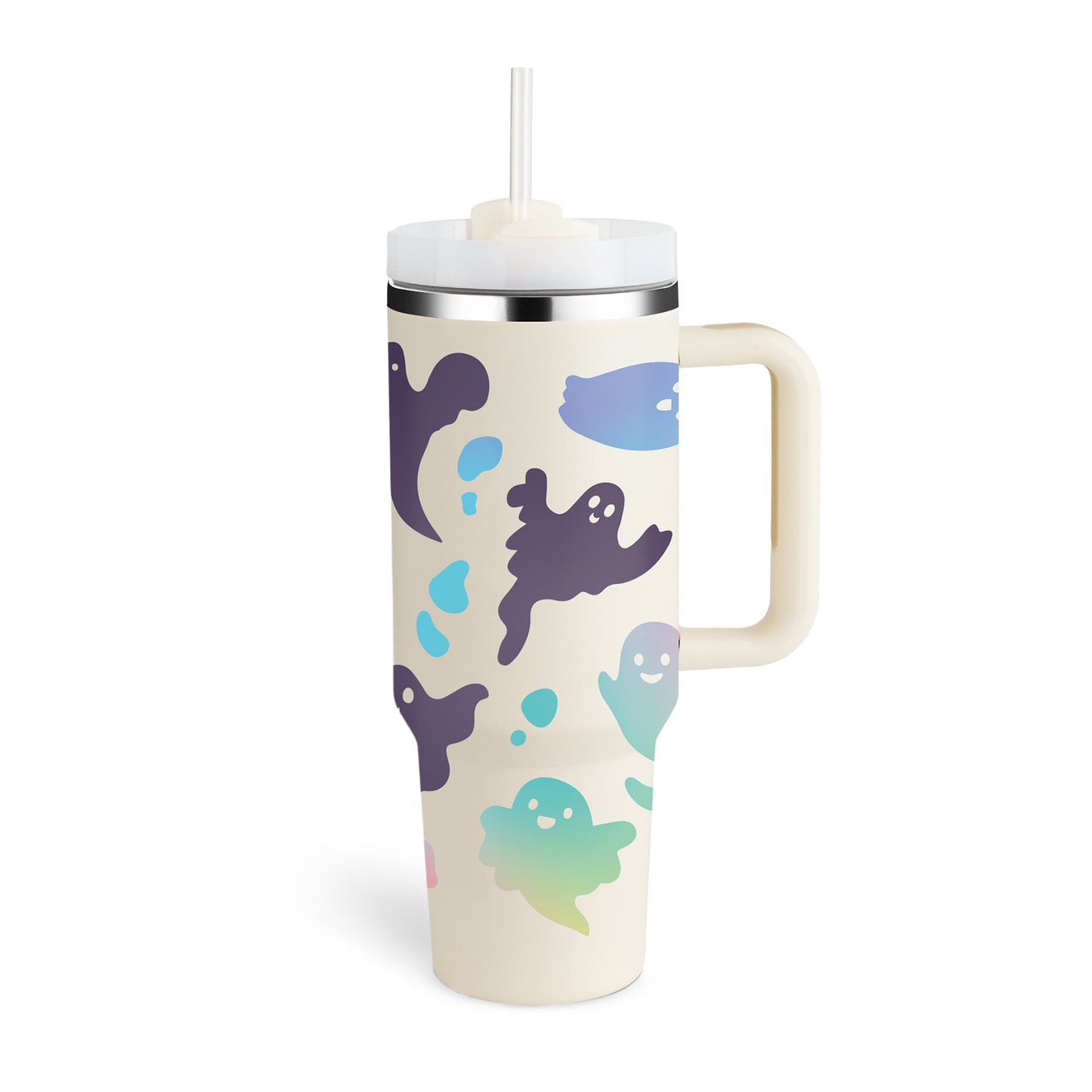 40oz Stainless Steel Insulated Tumbler with Handle & Straw