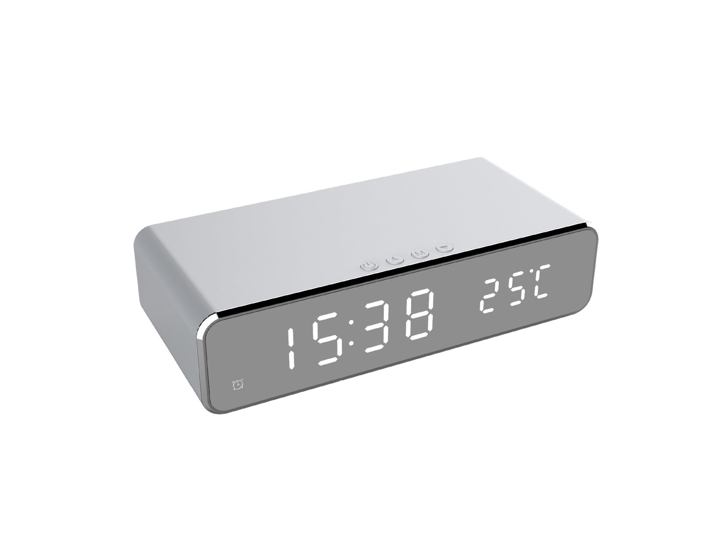 Wireless Charging Alarm Clock with LED Display & Thermometer