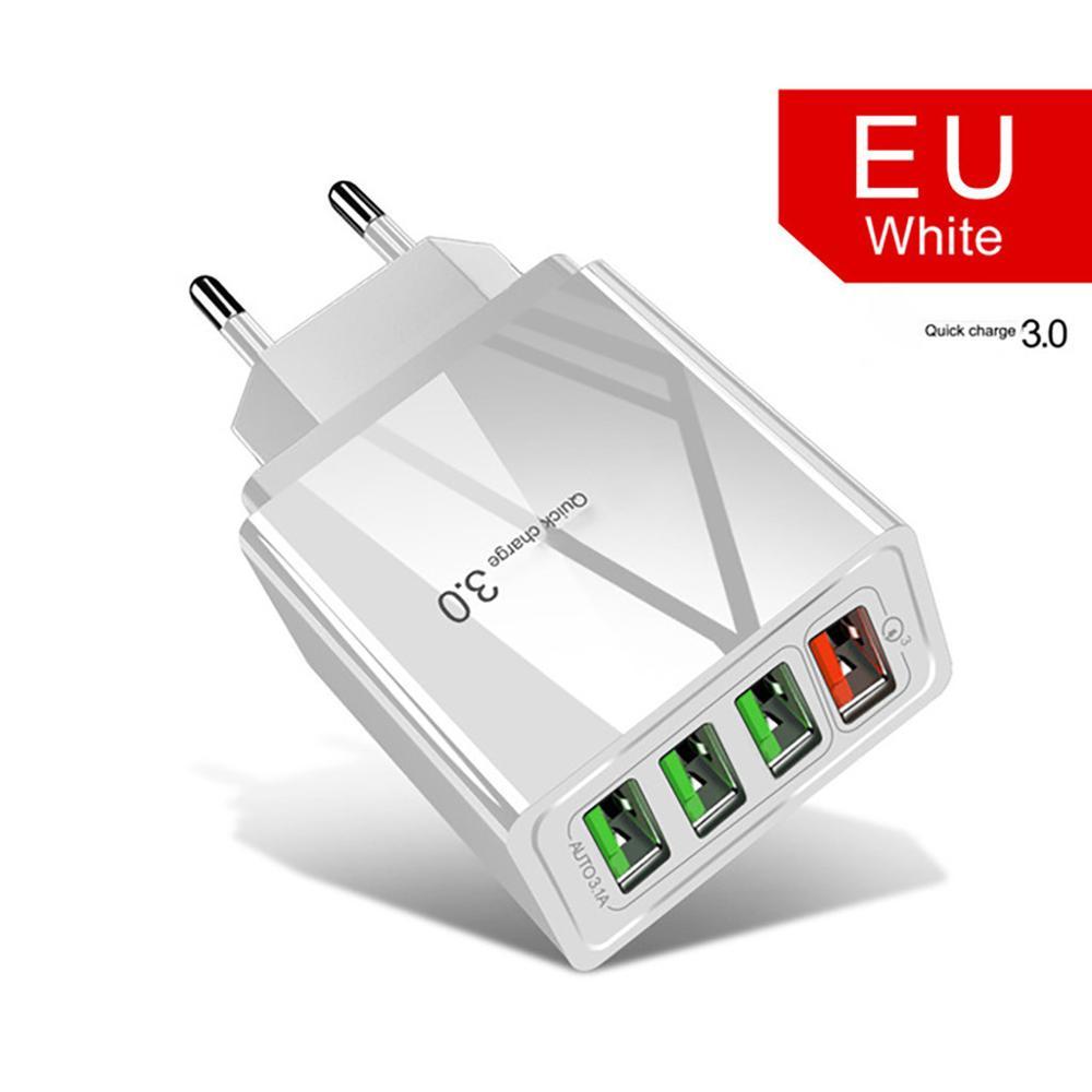 Illuminated 4-USB Phone Charger Plug - 3A Fast Charging Multiport Adapter