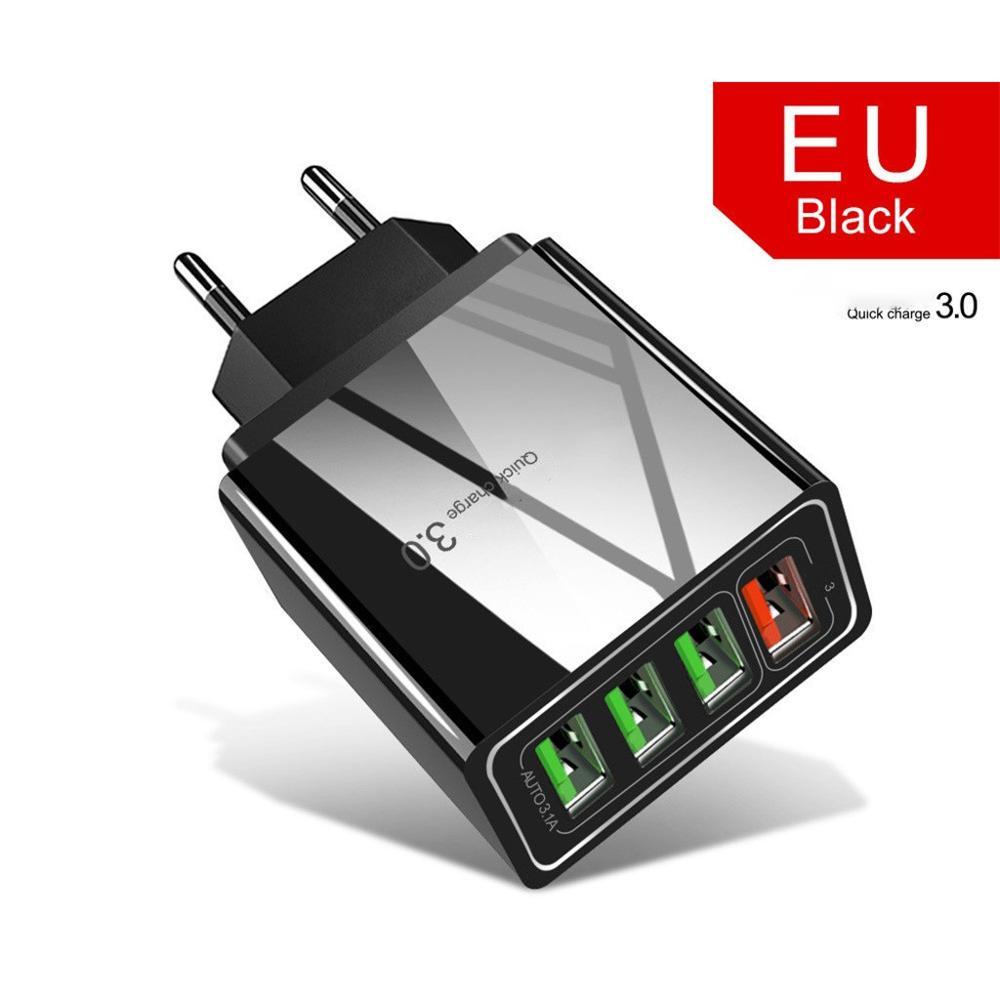 Illuminated 4-USB Phone Charger Plug - 3A Fast Charging Multiport Adapter