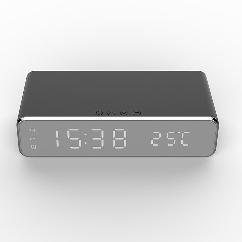 Wireless Charging Alarm Clock with LED Display & Thermometer