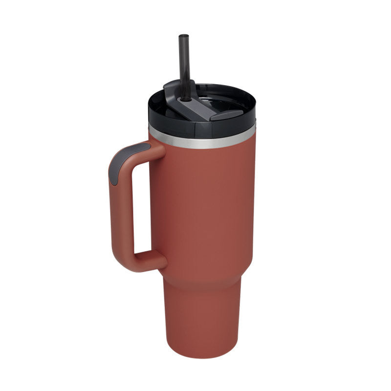 40oz Stainless Steel Insulated Tumbler with Handle & Straw