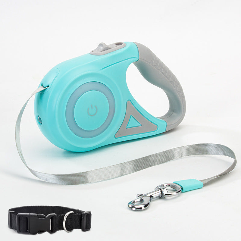 Automatic Retractable Dog Leash and Collar Set with Spotlight - Traction Rope for Small to Medium Pets