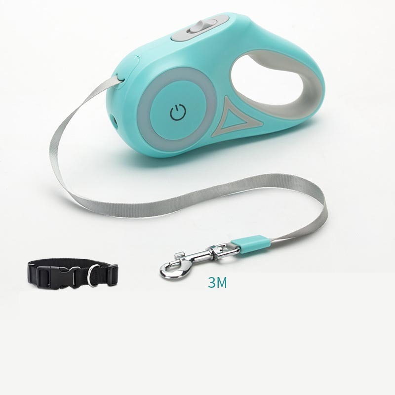 Automatic Retractable Dog Leash and Collar Set with Spotlight - Traction Rope for Small to Medium Pets