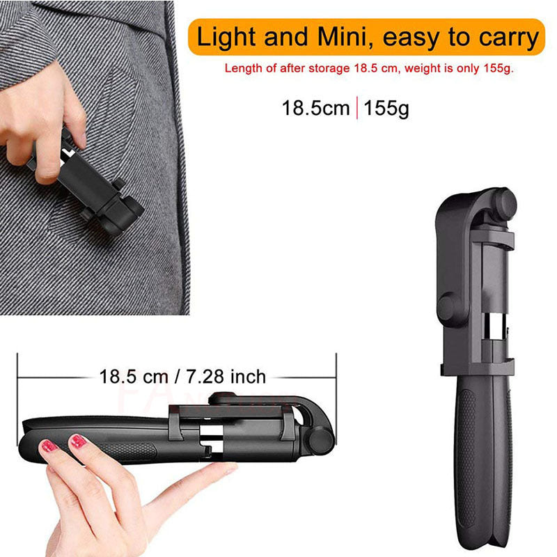 Universal Bluetooth Selfie Stick Tripod - Compatible with iPhone & Android for Live Streaming