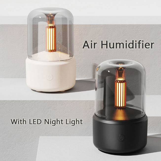 120ml Portable Cool Mist Humidifier Aroma Diffuser with Candle Lamp & Night Light (8-12 Hrs)