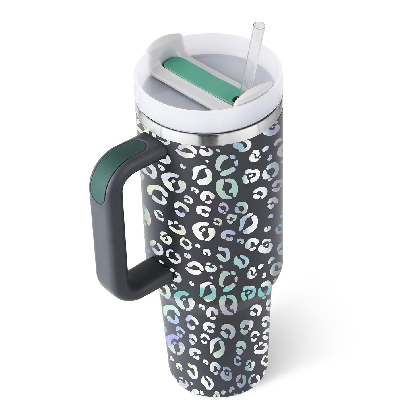 40oz Stainless Steel Insulated Tumbler with Handle & Straw