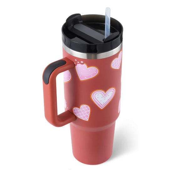 40oz Stainless Steel Insulated Tumbler with Handle & Straw