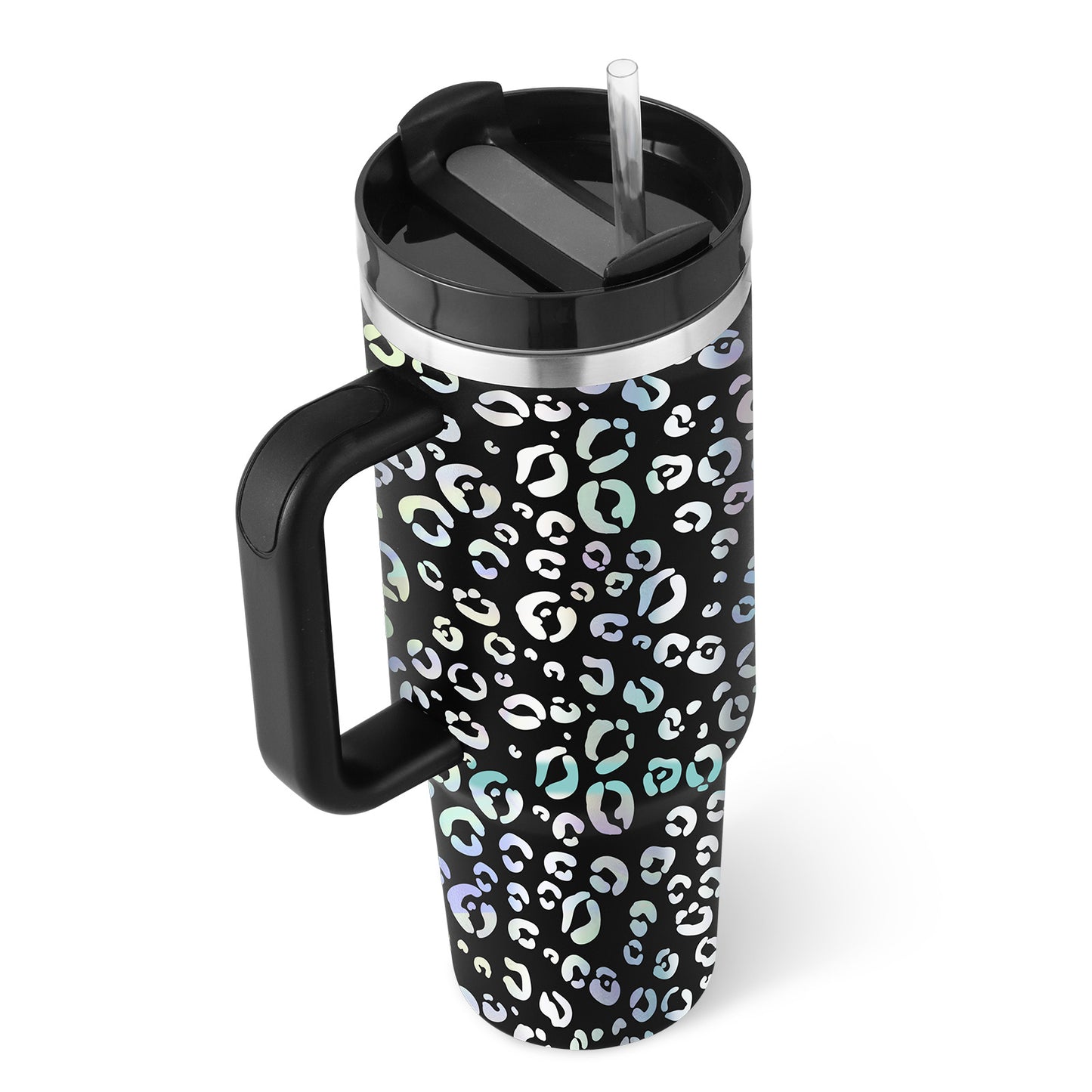 40oz Stainless Steel Insulated Tumbler with Handle & Straw