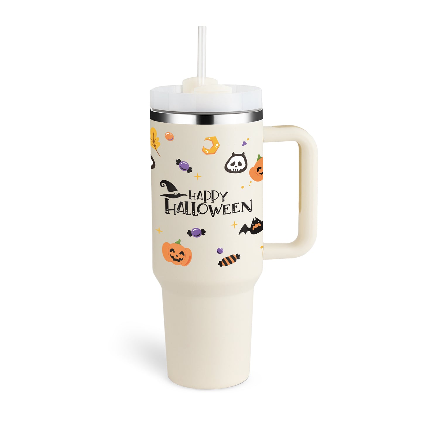 40oz Stainless Steel Insulated Tumbler with Handle & Straw
