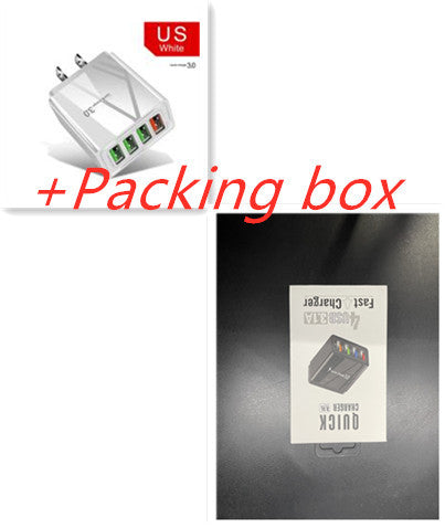 Illuminated 4-USB Phone Charger Plug - 3A Fast Charging Multiport Adapter