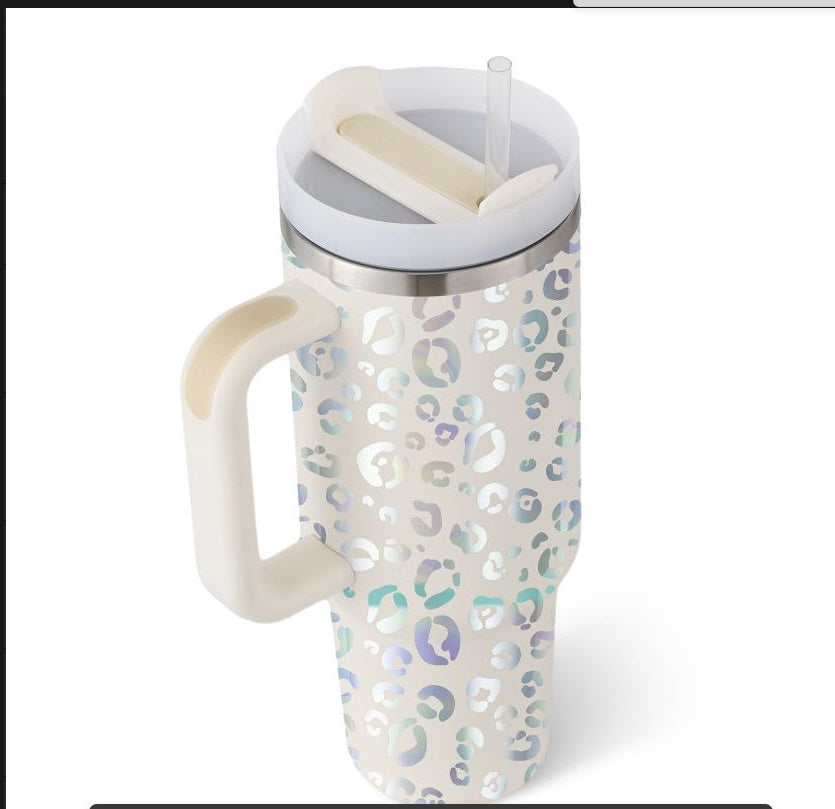 40oz Stainless Steel Insulated Tumbler with Handle & Straw