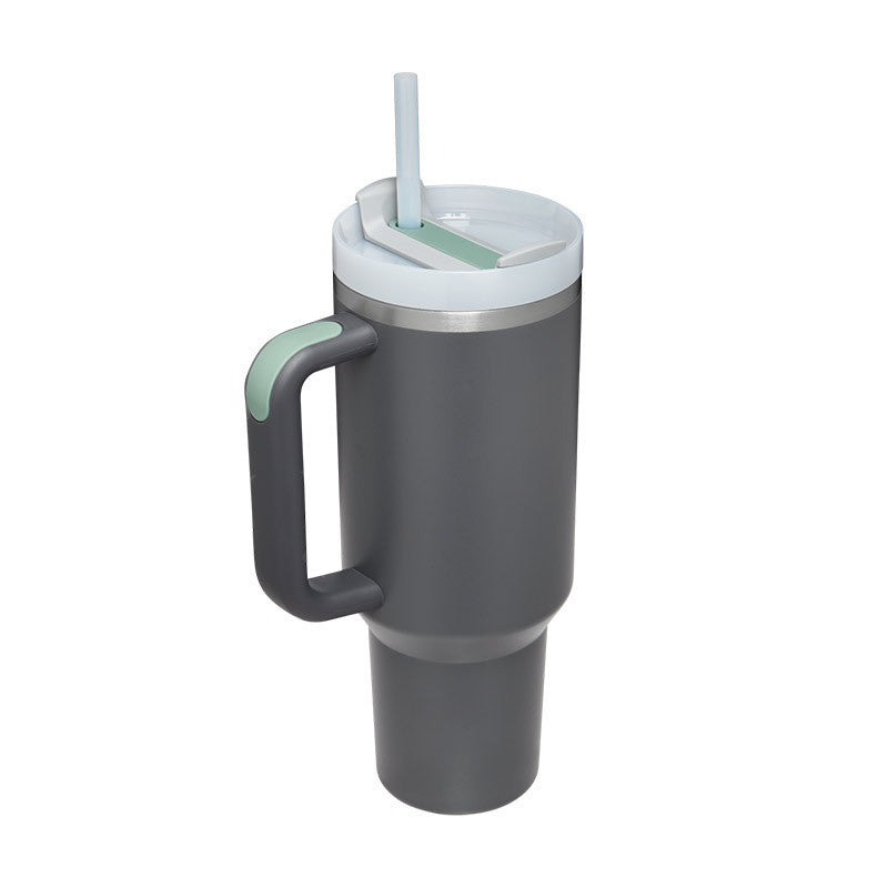40oz Stainless Steel Insulated Tumbler with Handle & Straw