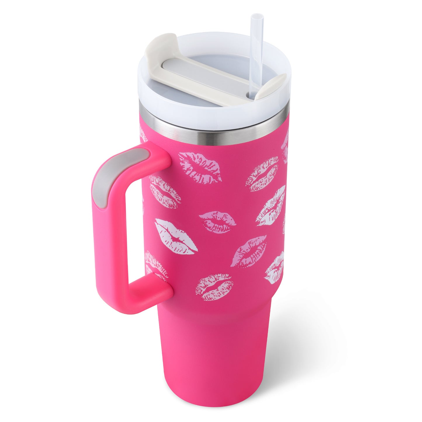 40oz Stainless Steel Insulated Tumbler with Handle & Straw
