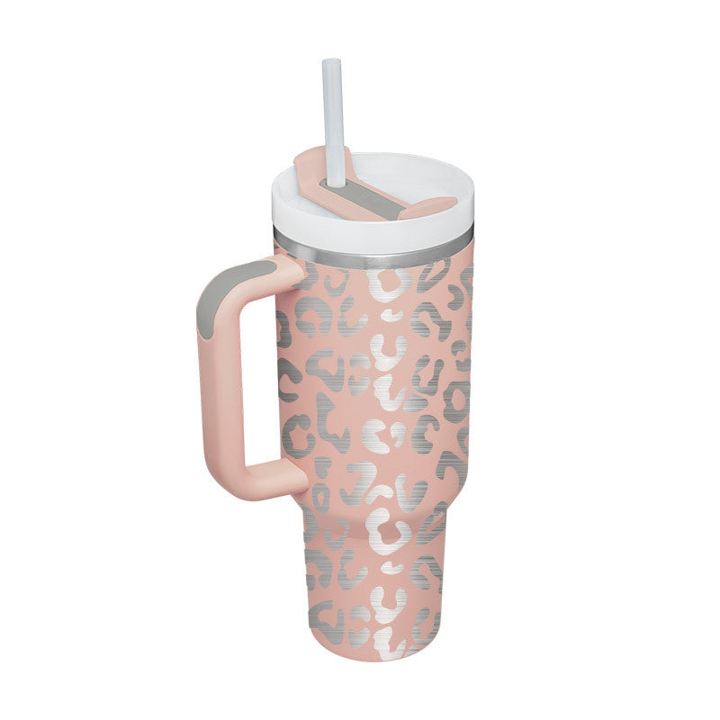40oz Stainless Steel Insulated Tumbler with Handle & Straw