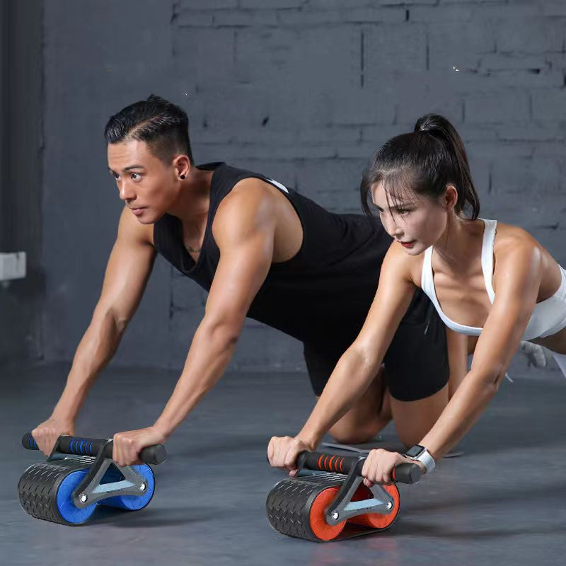 Double Wheel Abdominal Exercise Roller with Automatic Rebound - Waist Trainer for Men & Women