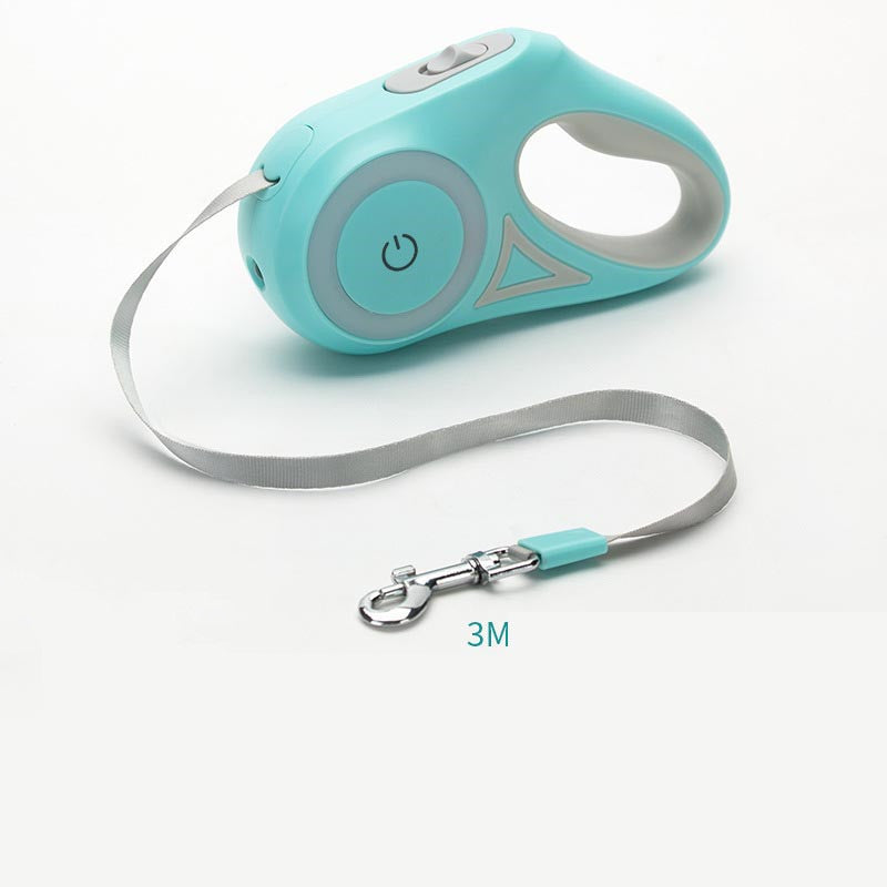 Automatic Retractable Dog Leash and Collar Set with Spotlight - Traction Rope for Small to Medium Pets