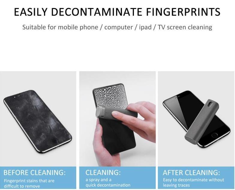 2 In 1 Phone & Computer Screen Cleaning Kit - Non-Scratch Microfiber Cloth with Cleaning Solution