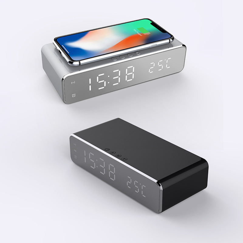 Wireless Charging Alarm Clock with LED Display & Thermometer