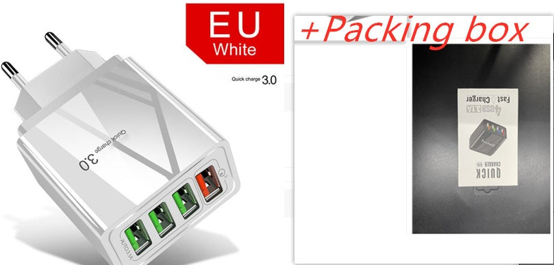 Illuminated 4-USB Phone Charger Plug - 3A Fast Charging Multiport Adapter