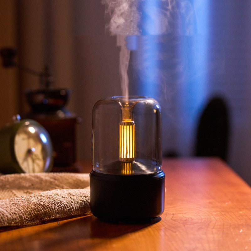 120ml Portable Cool Mist Humidifier Aroma Diffuser with Candle Lamp & Night Light (8-12 Hrs)