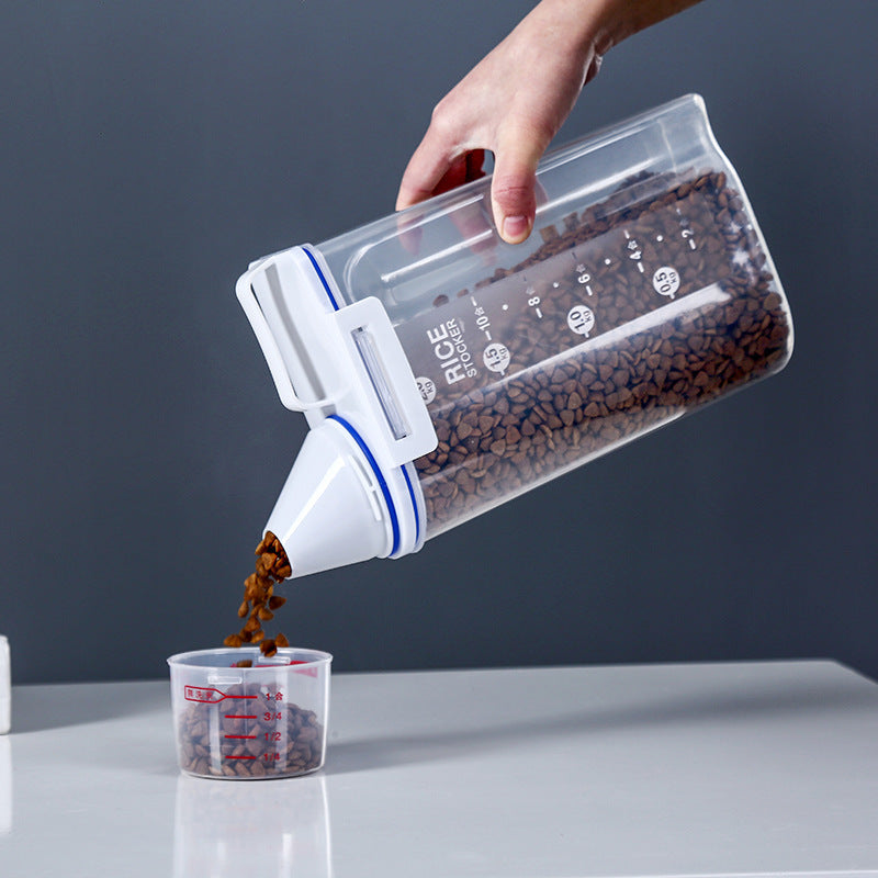 Airtight Pet Food Storage Container 1.5kg/2kg with Measuring Cup for Dog & Cat