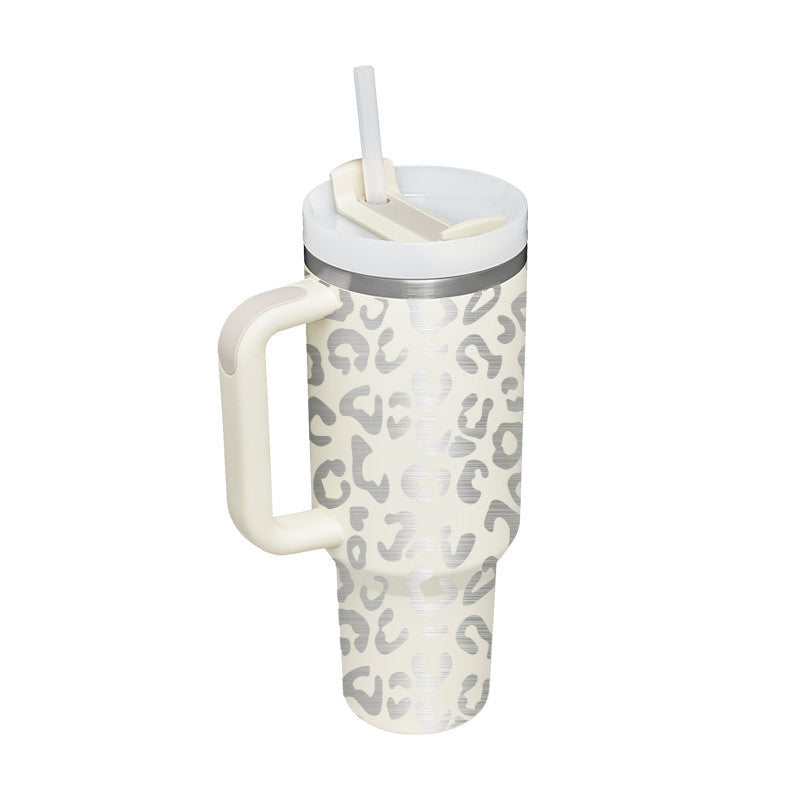 40oz Stainless Steel Insulated Tumbler with Handle & Straw