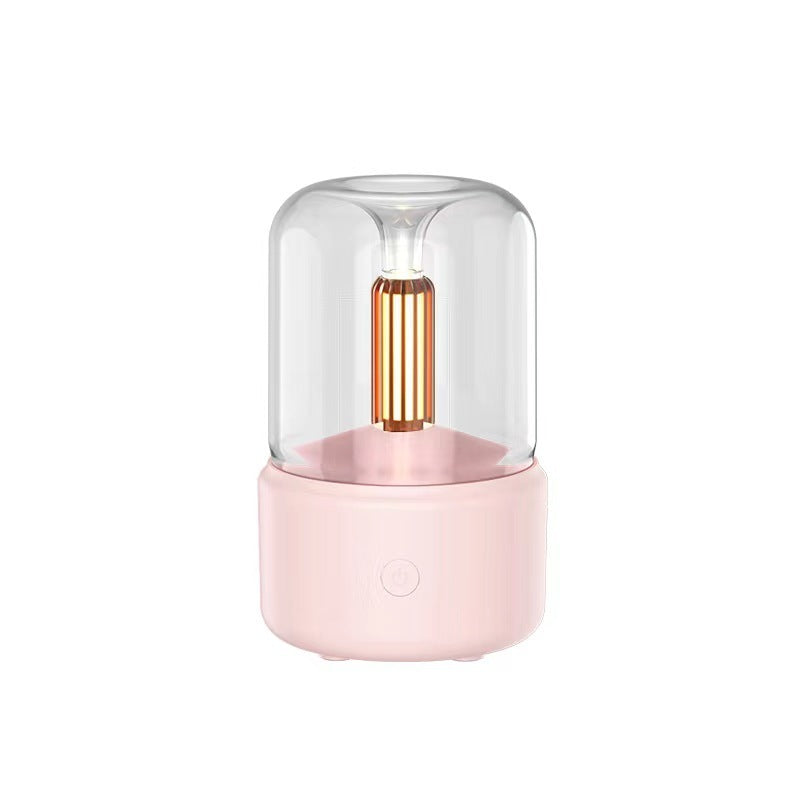 120ml Portable Cool Mist Humidifier Aroma Diffuser with Candle Lamp & Night Light (8-12 Hrs)