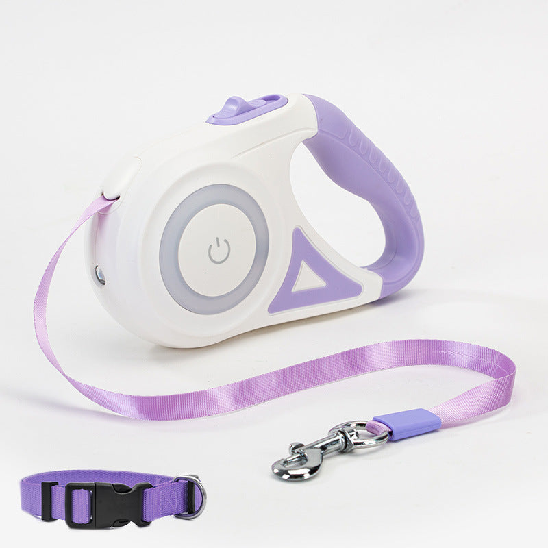 Automatic Retractable Dog Leash and Collar Set with Spotlight - Traction Rope for Small to Medium Pets