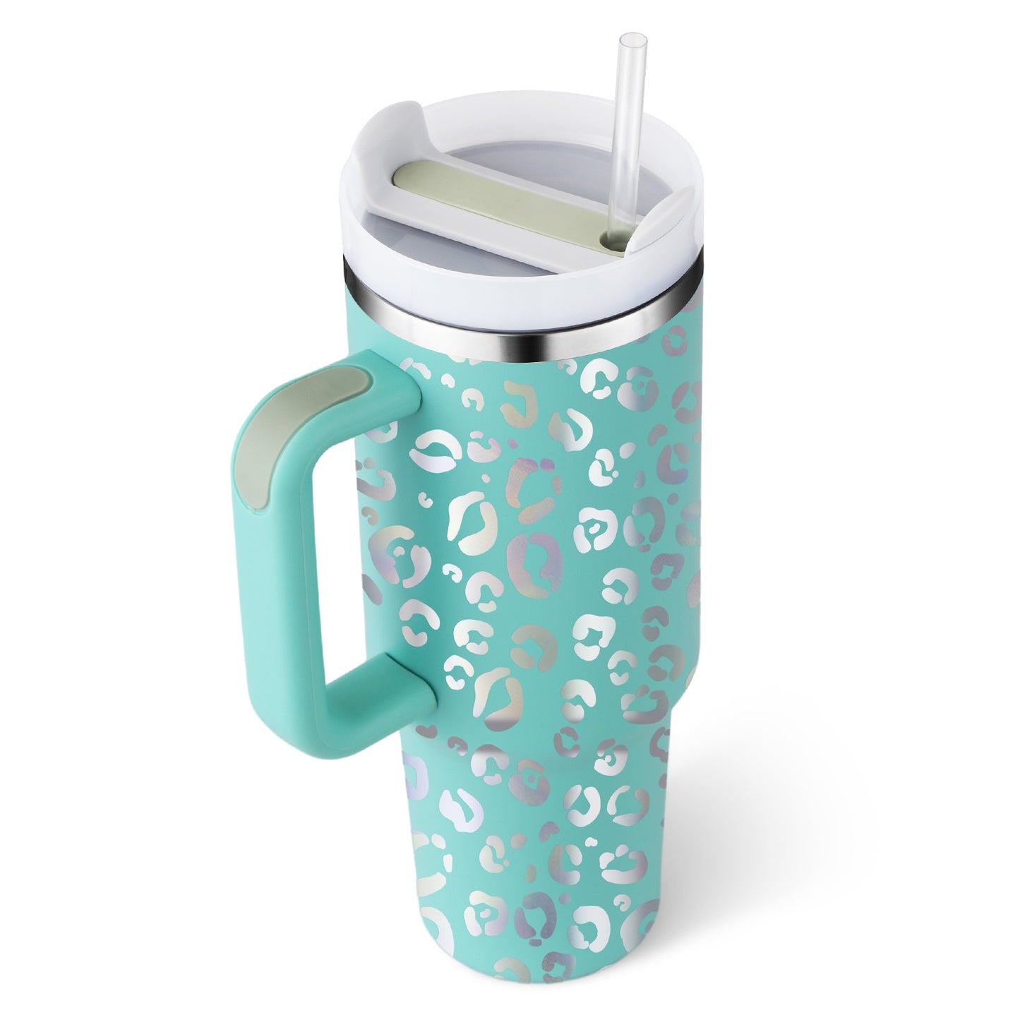 40oz Stainless Steel Insulated Tumbler with Handle & Straw