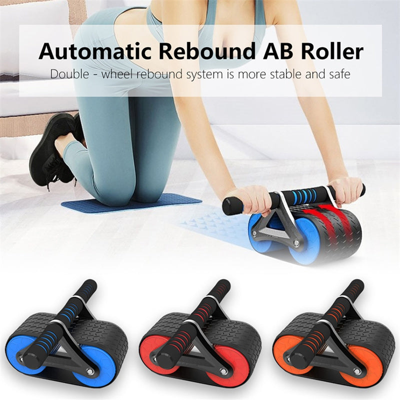 Double Wheel Abdominal Exercise Roller with Automatic Rebound - Waist Trainer for Men & Women