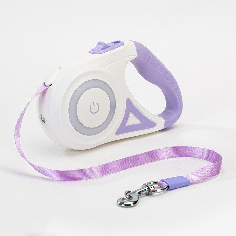 Automatic Retractable Dog Leash and Collar Set with Spotlight - Traction Rope for Small to Medium Pets