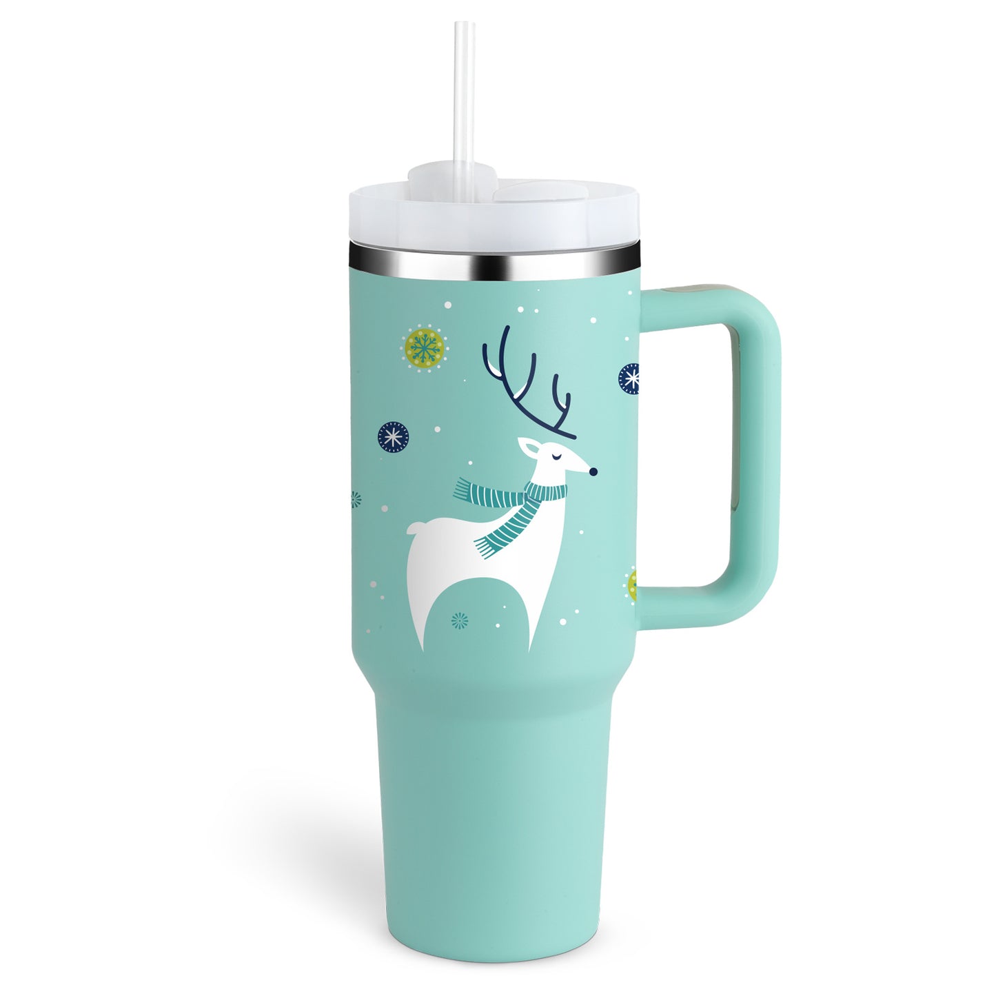 40oz Stainless Steel Insulated Tumbler with Handle & Straw