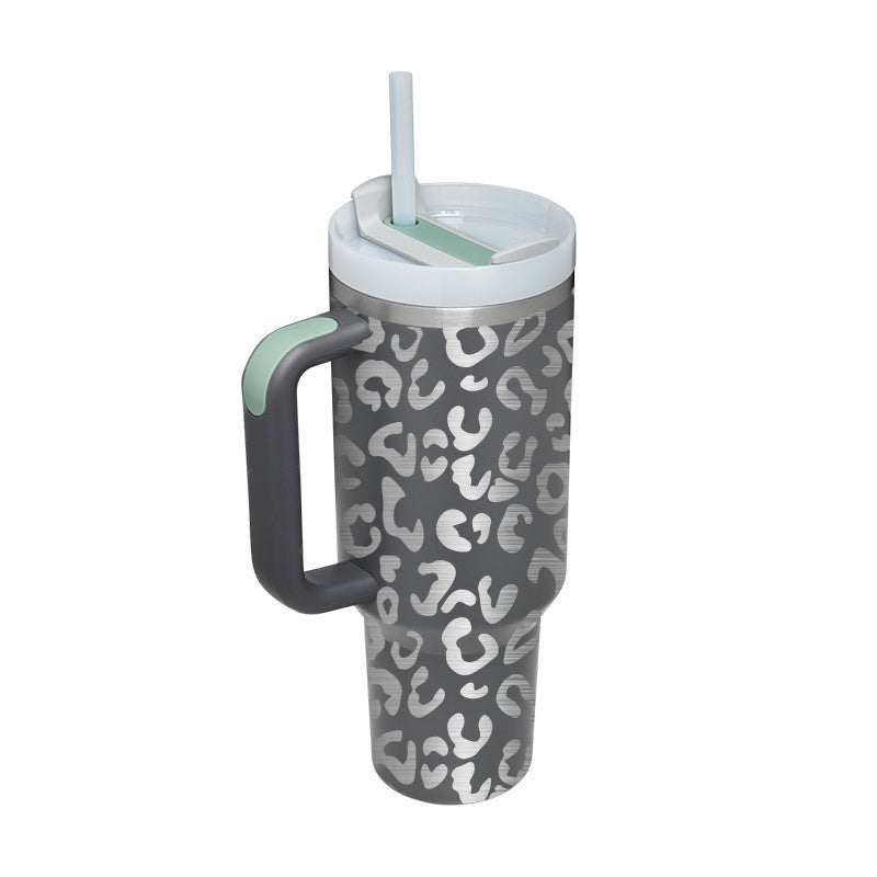 40oz Stainless Steel Insulated Tumbler with Handle & Straw