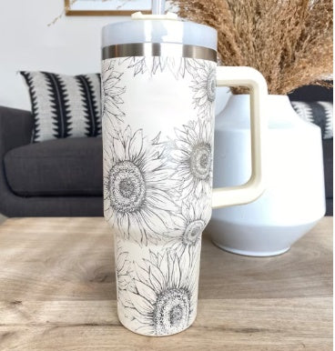 40oz Stainless Steel Insulated Tumbler with Handle & Straw