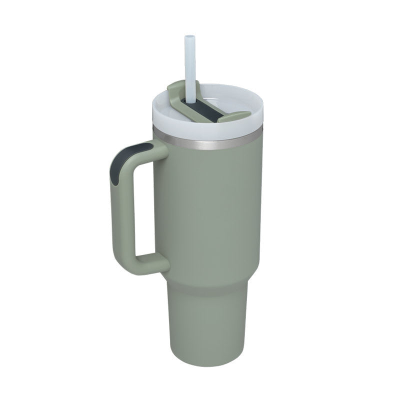 40oz Stainless Steel Insulated Tumbler with Handle & Straw