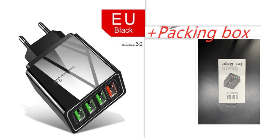 Illuminated 4-USB Phone Charger Plug - 3A Fast Charging Multiport Adapter