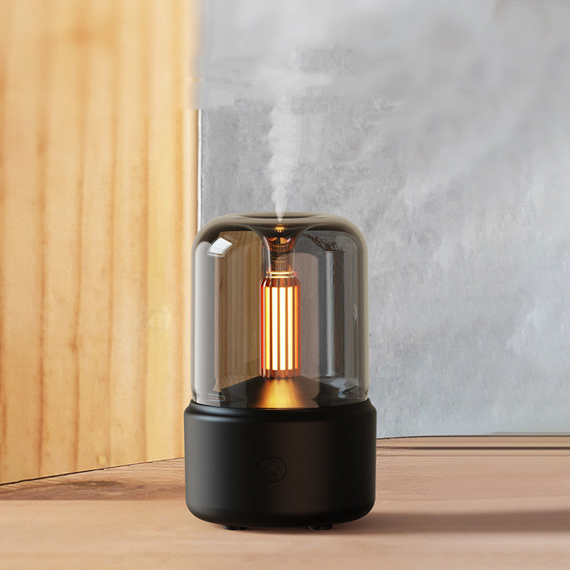 120ml Portable Cool Mist Humidifier Aroma Diffuser with Candle Lamp & Night Light (8-12 Hrs)