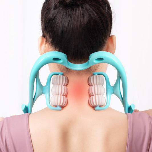 Six-Wheel Manual Neck & Shoulder Massager – Deep Tissue Roller for Pain Relief & Muscle Relaxation