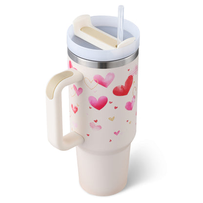 40oz Stainless Steel Insulated Tumbler with Handle & Straw
