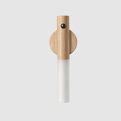 Motion Sensor LED Night Light - USB Rechargeable Magnetic Wood Wall Lamp for Hallway Cabinet