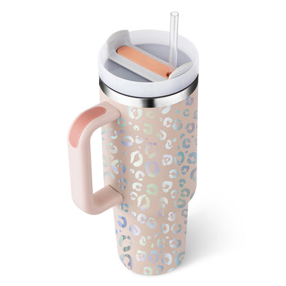 40oz Stainless Steel Insulated Tumbler with Handle & Straw