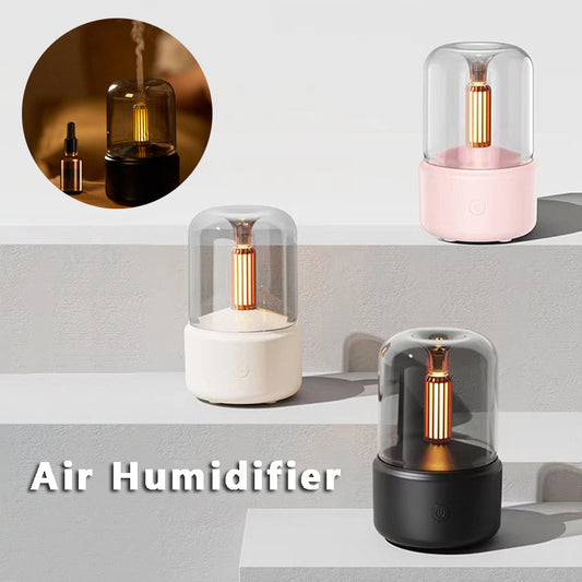 120ml Portable Cool Mist Humidifier Aroma Diffuser with Candle Lamp & Night Light (8-12 Hrs)