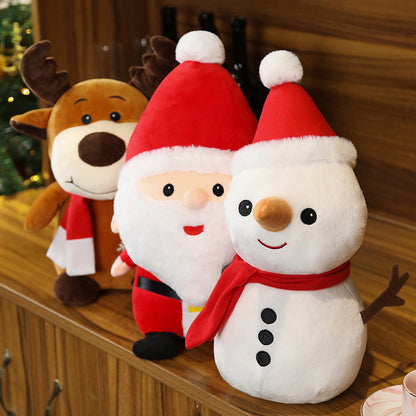Soft Stuffed Santa, Snowman & Elk Figurines - Festive Christmas Home Decoration
